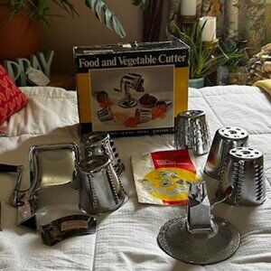 Vintage Salad King Food Processor Grinder Cutter Slicer Shredder Five Cones
